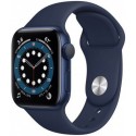 Smartwatch Apple Watch S6, Retina LTPO OLED Capacitive touchscreen 1.57inch, Bluetooth, Wi-Fi, Bratara Silicon 40mm, Carcasa Aluminiu, Rezistent la apa (Albastru inchis)