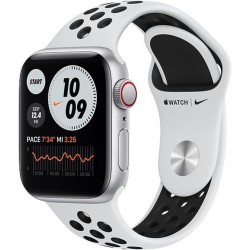 Smartwatch Apple Watch SE Nike Cellular, Retina LTPO OLED Capacitive touchscreen 1.57inch, Bluetooth, Wi-Fi, 4G, Bratara Silicon 40mm, Carcasa Aluminiu, Rezistent la apa (Alb/Negru)