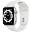 Smartwatch Apple Watch S6, Retina LTPO OLED Capacitive touchscreen 1.57inch, Bluetooth, Wi-Fi, Bratara Silicon 40mm, Carcasa Aluminiu, Rezistent la apa (Alb)